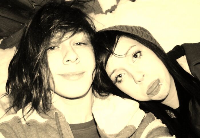 Teenage Cameron and Chelsey selfie in the snow